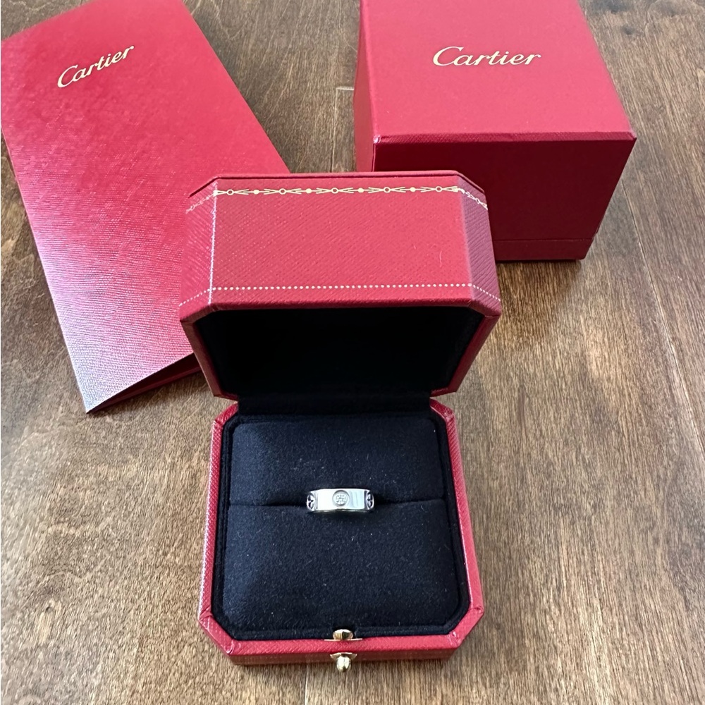 Cartier Love Ring with 3 diamonds, 18K white gold size 47